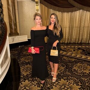 Custom Black Elegant dress w/ arm detail crystals